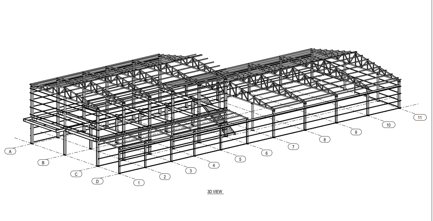 Thiết kế khung thép nhà xưởng 1.5 tầng